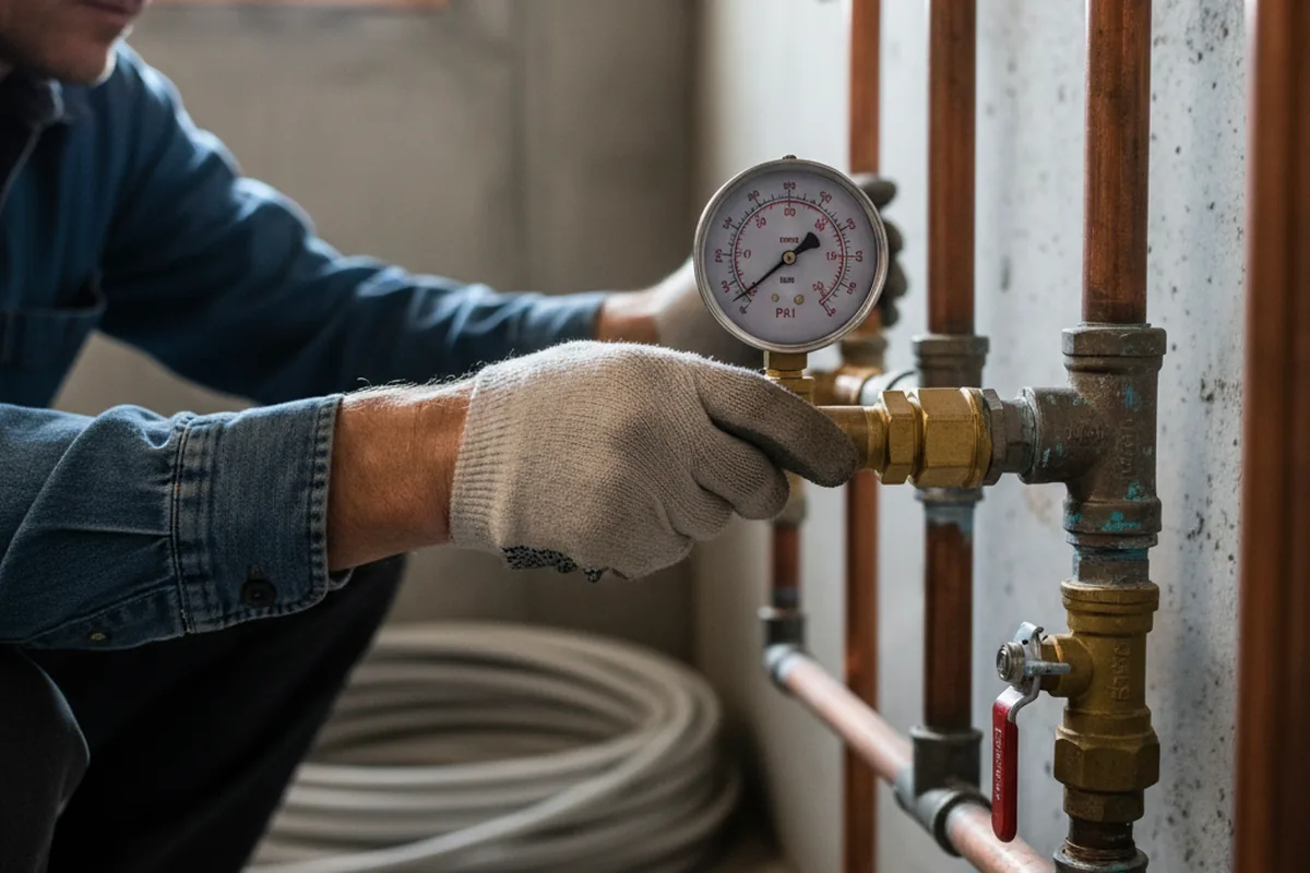 Pressure testing a repaired line during Water Line Repair in Sitka